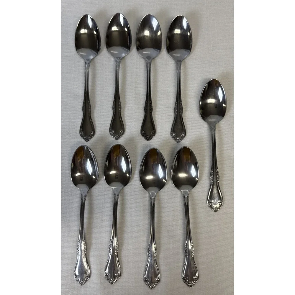 Oneida Mansfield Amadeus Wm A Rogers Deluxe Stainless Flatware Set 9 Teaspoons